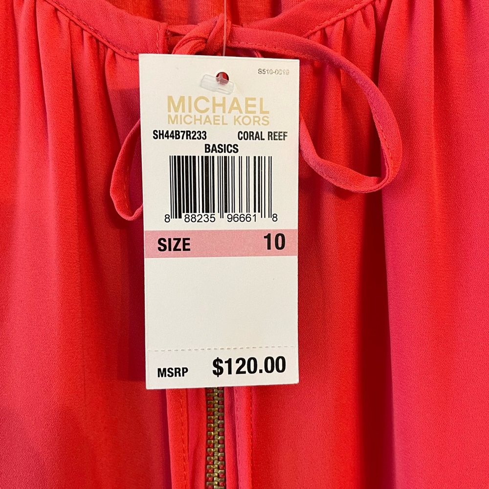 NWT Michael Kors Coral Reef Long Sleeve Lined Blouse - Picture 7 of 12